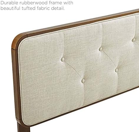 Modway MOD-6235-WAL-BEI Collins Tufted King Fabric and Wood Headboard, Walnut Beige