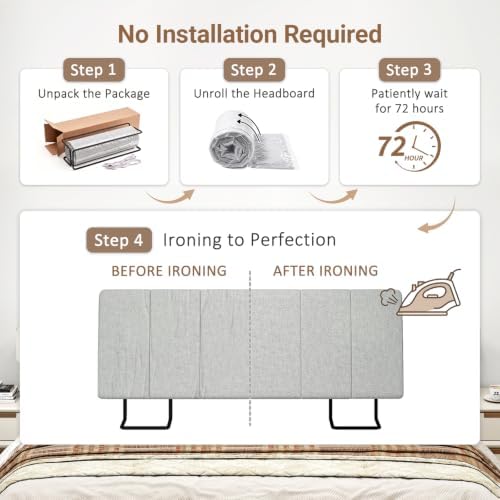 Full Size Headboard Only-No Assembly Required, Light Gray