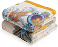 VANJOROY Boho Throw Blanket, 100% Organic Cotton Breathable Skin-Friendly Ultra Soft Bed Quilt Throw - All Season Floral Bird Farmhouse Décor Luxury Blanket for Sofa Couch Chair and Gift. 80" x 90"