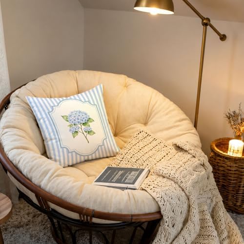 Blue Hydrangea Decor 18x18 Pillow Cover, Blue Room Bedroom Decor