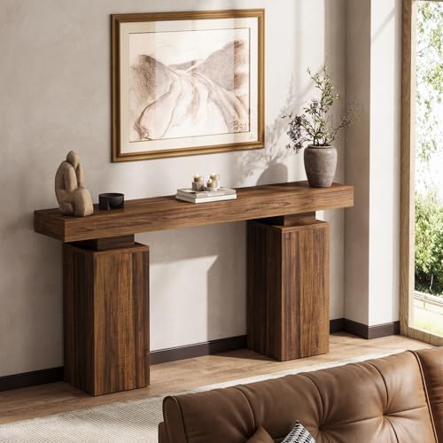 Tribesigns 63-in Long Console Table, Farmhouse Entryway Table(Rustic Brown)