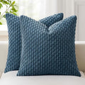 Kevin Textile Soft Corduroy 28x28 Inch Pillow Covers 2 Pack, Blue