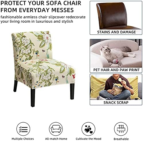 Eco-Ancheng Armless Chair Slipcover - Removable, Washable, Printed Covers for Living & Dining Room