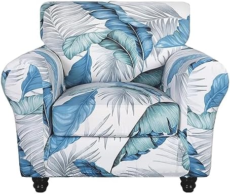 SearchI Stretch Sofa Cover Printed Couch Covers, Floral Pattern 2 Piece Armchair Slipcover with Separate Chair Cushion Cover, Washable Furniture Protector for Living Room(Armchair,Summer Pattern)