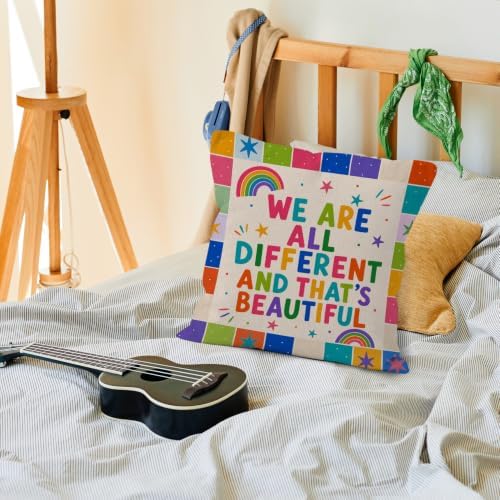 Retro Inspirational Rainbow Boy Girl Nursery Throw Pillow Cover 18x18