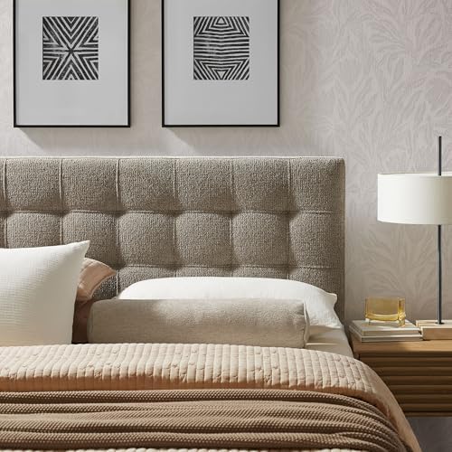 Modway Lily King Size Headboard with Biscuit Tufting in Taupe - Fabric Upholstery with Padded Design and 5 Height-Adjustable Mounts