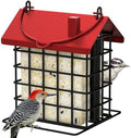 Gbekery All-Metal Double Suet Bird Feeder for Outdoors Hanging, Red Roof