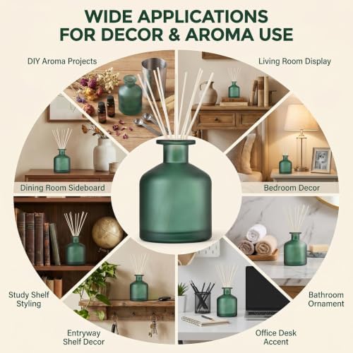8.4oz Glass Reed Diffuser Bottles, Matte Green Fragrance Container