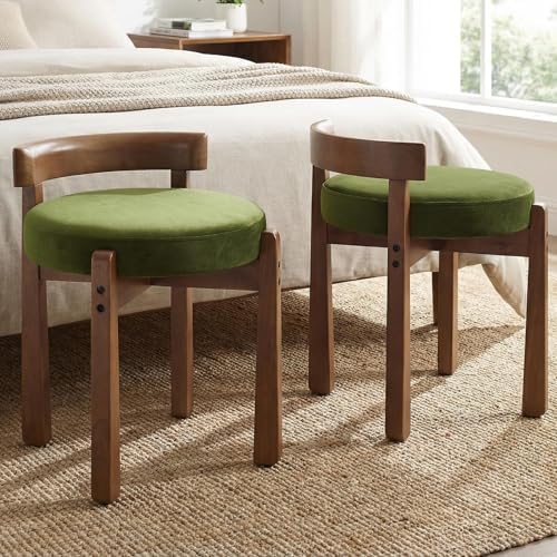 DUOMAY Modern Velvet Vanity Stools Set of 2, Green