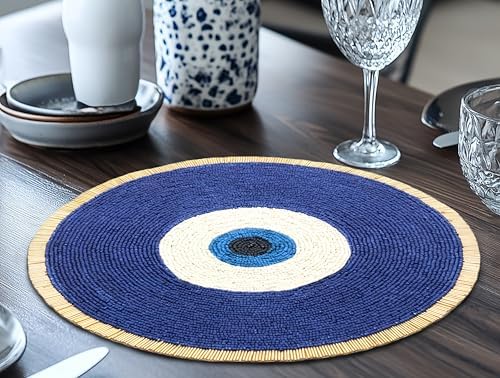 COTTON CRAFT Evil Eye Beaded Placemats - Set of 2 Charger Table Mats