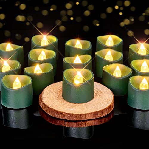 Homemory 12-Pack Green Flameless Battery Tea Light Candles, 200+ Hours