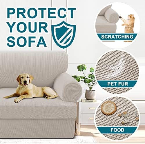Turquoize T Cushion Chair Slipcover Armchair Slipcover for Living Room Stretch Sofa Couch Cover Soft Armchair Cover Furniture Covers with Individual T Cushion Seat Covers (Chair, Island Fossi)