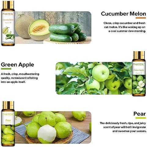 PHATOIL Fruit Fragrance Oil Set for Diffusers for Home, Soap Candle Making