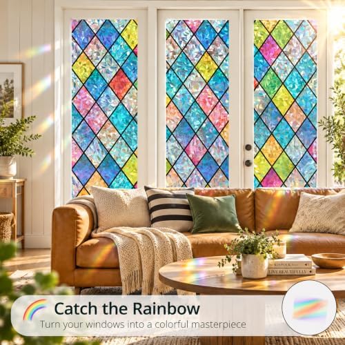 Stained Glass Window Privacy Film, Static Cling, 17.5" x 118.1"