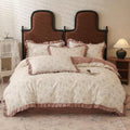 Twin Size Flower Print Duvet Covers with Pale Pink Ruffles Soft Vintage 100% Cotton Comforter Cover Set for Girls Kids,3 Pieces,Includes 1 Duvet Cover& 2 Pillowcases