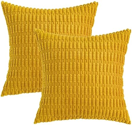 MIULEE Decorative Throw Pillow Covers 12x12 Mustard Yellow Pack of 2