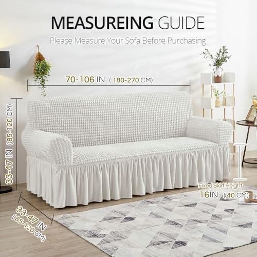NICEEC Sofa Covers Ivory Couch Cover Stretch Sofa Slipcovers with Skirt