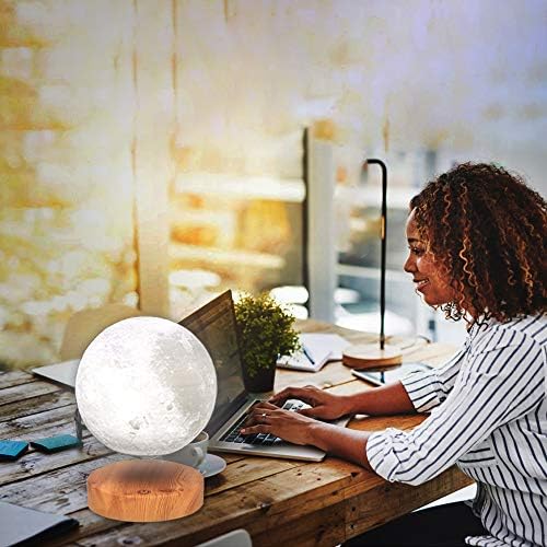 Levitating Moon Lamp,Floating and Spinning in Air Freely with 3D Printing LED Moon Light Has 3 Colors for Unique Gifts,Room Decor (3 Colors)