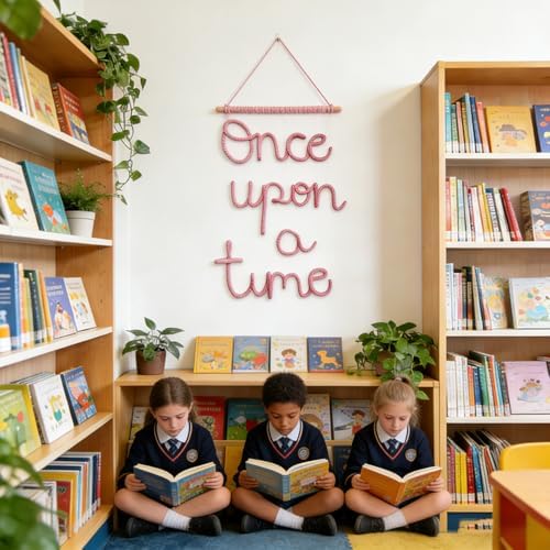 Once Upon A Time Sign Nursery Wall Decor Reading Knitted Wire Word Sign