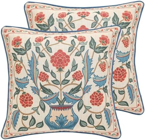 patdrea Designer French Vintage Throw Pillow Cover,18"x18",Set of 2