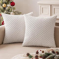 MIULEE Decorative Throw Pillow Covers 18x18 Pure White Textured Corduroy