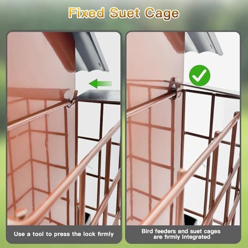 FlowaFoli Bird Feeders for Outdoors Hanging, Metal Bird Feeder with Double Suet Cage Cake, Large Capacity, Birdfeeders Sturdy & Weatherproof, Easy to Clean & Refill, Great for Attracting Wild Birds