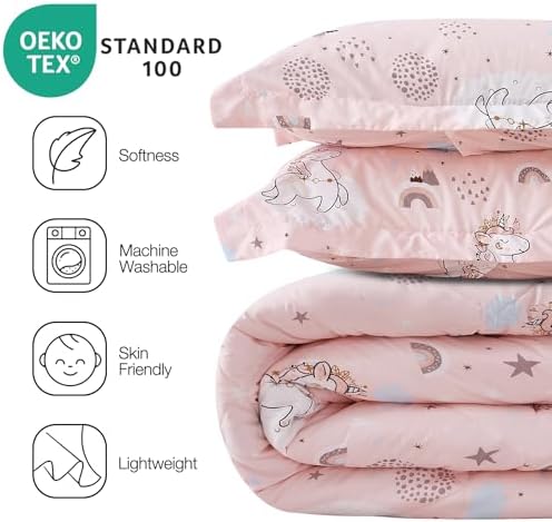 JSD Pink Unicorn Kids Comforter Set Full Size