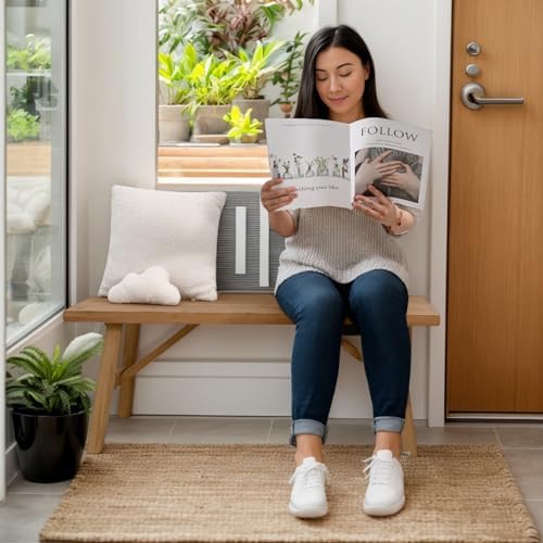 SwallowLiving 43" Solid Wood Entry Bench - Rustic Farmhouse Style Hallway Seating for Living Room, Dining Room Entryway - Handcrafted Natural Finish