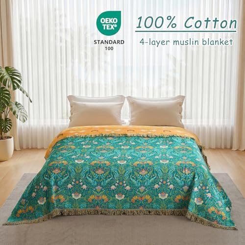 Boho Throw Blanket - 100% Cotton Soft Breathable for Adults 50"x60"