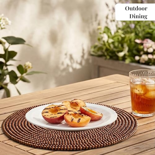 ALPHA Living HOME Woven Placemats Set of 2 Dark Brown Natural Wood Mats