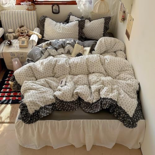 Duvet Cover Full Size with 2 Pillowcases,Vintage Floral Bedding
