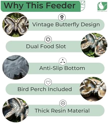 Resin Ground Bird Feeder, Butterfly Bird Feeder Tray