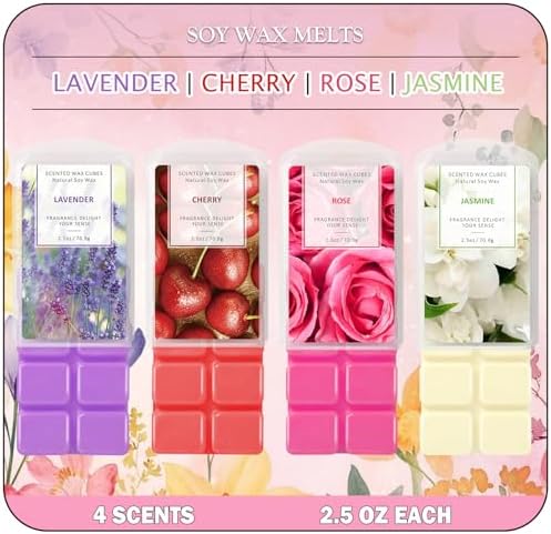 SCENTORINI Wax Melts, Scented Melts Cubes for Wax Warmers, 4 x 2.5 oz