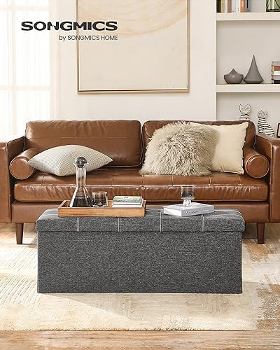SONGMICS Ottoman Storage Bench, 35 Gal. Folding Chest, Holds 660 lb