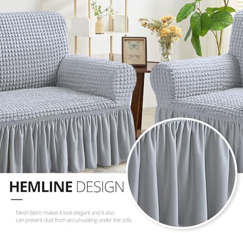 NICEEC Sofa Covers Grey Couch Cover Stretch Sofa Slipcovers with Skirt
