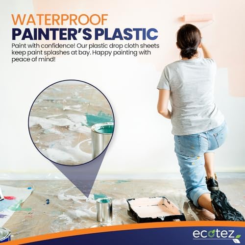 1 Pack 12 x 9 ft Extra Large Plastic Drop Cloth for Painting