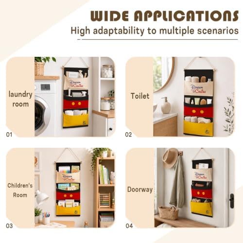 3-Pocket Hanging Wall Organizer, Cute Cruise Ship Design for Playroom Door