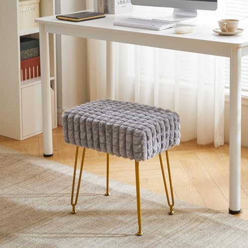IBUYKE Makeup Vanity Chair, Rectangular Footrest Stool, Grey WBD003G