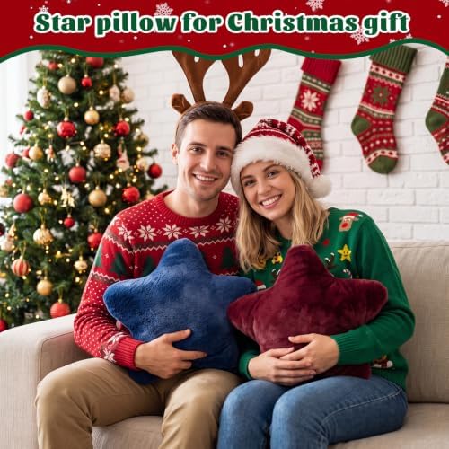 Soaoo 5 Pcs Star Fluffy Pillow Star Shape Pillow, Vintage Contrast