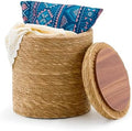 14" Natural Grass Round Storage Pouf Ottoman Handwoven Pouffe Rattan Stool