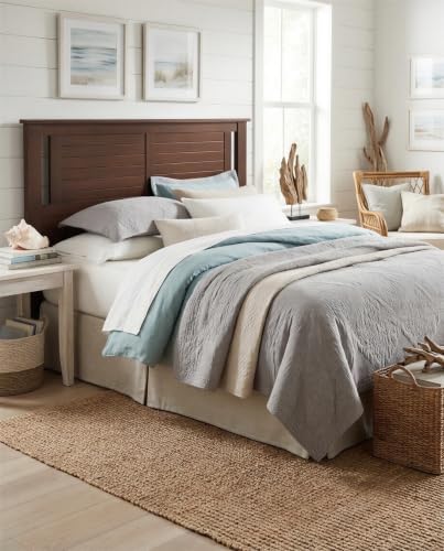 ComfIQ Serene Wood Panel Headboard with Horizontal Scoring, Queen, Walnut