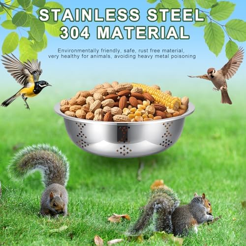Squirrel Feeders for Outside, Metal Durable Bowl Tree Mounted of Chipmunk Feeder, Squirrel Food for Backyard Squirrels Hold Corn, Corn Cob, Peanuts (8.5Inch - 2 Stand 2 Bowl