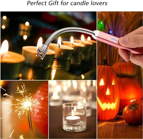 MEIRUBY 2 Pack Electric Candle Lighter, Birthday Christmas Stocking Stuffers Gifts for Women Mom Men Wife Sister, USB Arc Rechargeable Windproof Long Lighter for Candle BBQ Housewarming Gift Idals