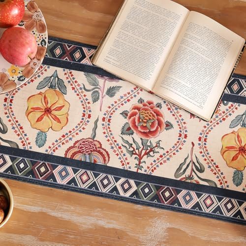 bilin gaier Designer Vintage Elegant Extra Long Table Runner,118"x12"