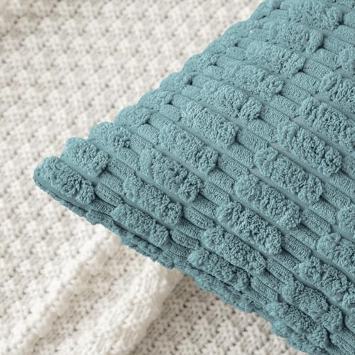 MIULEE Lumbar Corduroy Decorative Throw Pillow Covers 12x20 Coastal Blue