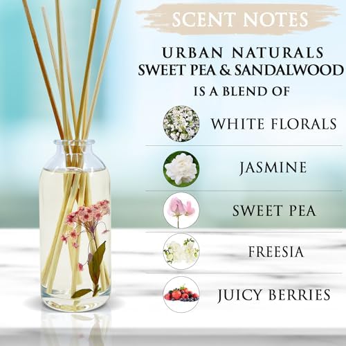 Urban Naturals Reed Diffuser Set, Sweet Pea & Sandalwood - Bathroom Décor