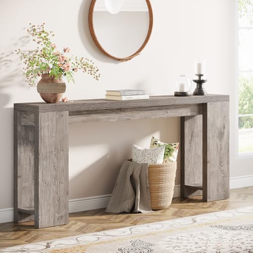 Tribesigns 70.9-Inch Extra Long Console Table, Farmhouse Wood Sofa Table Behind Couch, Narrow Entryway Accent Table for Living Room, Hallway, Entrance, Foyer, Grey