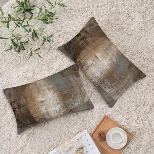 Throw Pillow Covers for Couch, 20x12 Inch, Set of 2, Taupe