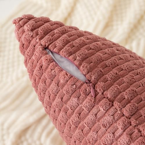 Kevin Textile Soft Corduroy 16x16 Inch Pillow Covers 2 Pack, Blush Pink