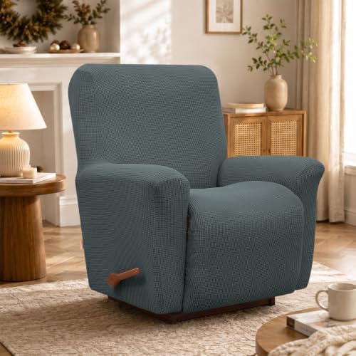 KEKUOU Recliner Chair Covers, 1-Piece Lazy Boy Recliner Covers,Grey